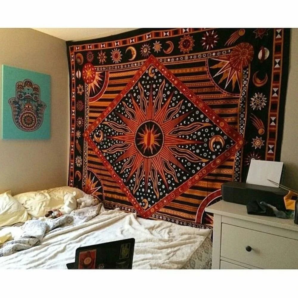 Indian Tarot Mandala Tapestry | Bohemian Divination Aesthetic Wall Hanging