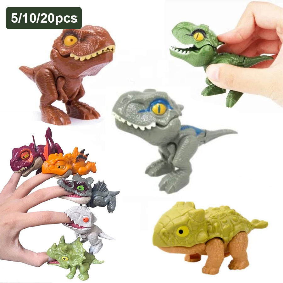 Funny Mini Cartoon Dinosaur Toy Plastic Tyrannosaurus Finger Puppet, Jointed Animal Hand Doll Prop