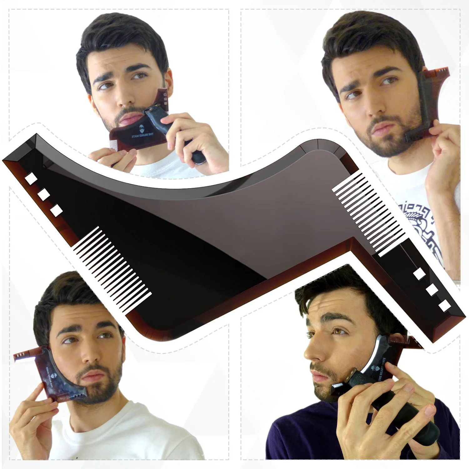 Precision Beard Shaping Tool Kit Beard Stencil Comb for Perfect Lines