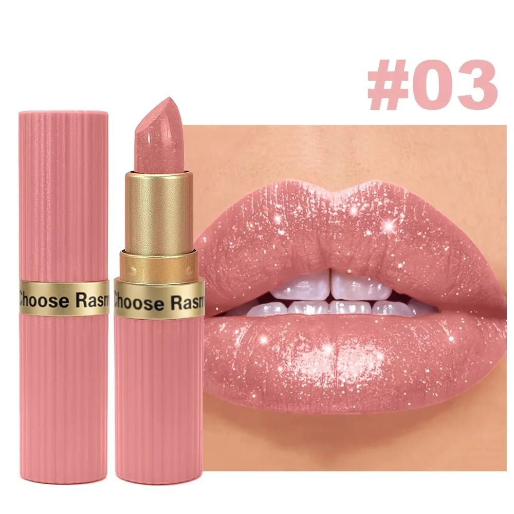 Long Lasting Matte Velvet Lipstick with Pearlescent Pink Glitter Shimmer Finish