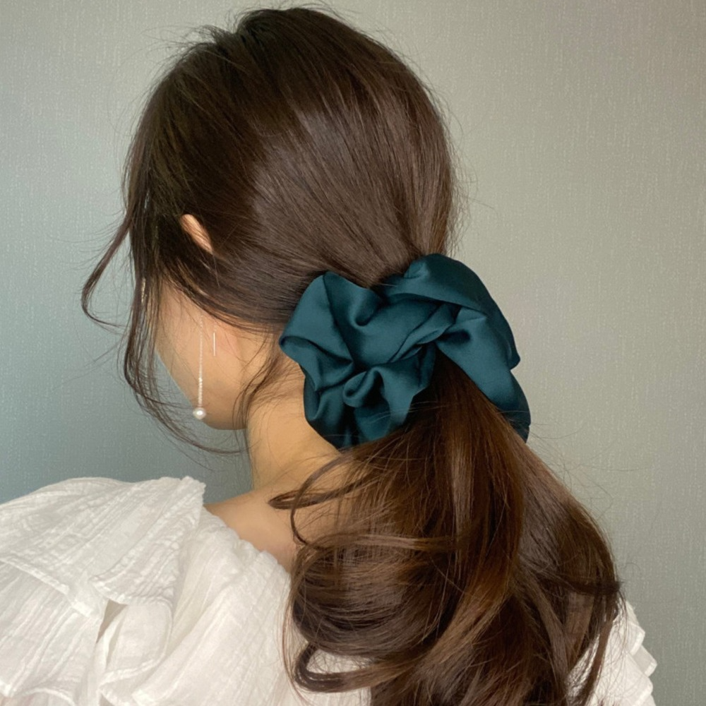 Oversized Silk Scrunchies for Women – Chiffon Hair Tie for Ponytail Holder, Korean-inspired Elastic Headwear