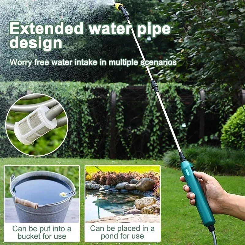 High-Pressure Electric Garden Sprayer (2400mAh) with 3 Nozzles & Telescopic Wand