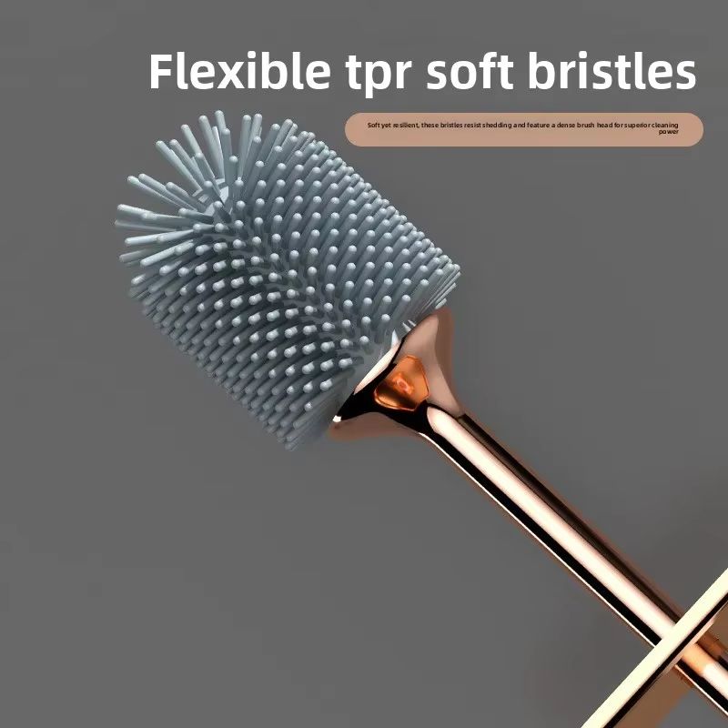 Silicone Golf Long-Handle Toilet Brush with Wall-Mounted Holder – 360° Flexible Head Bathroom Cleaner Set