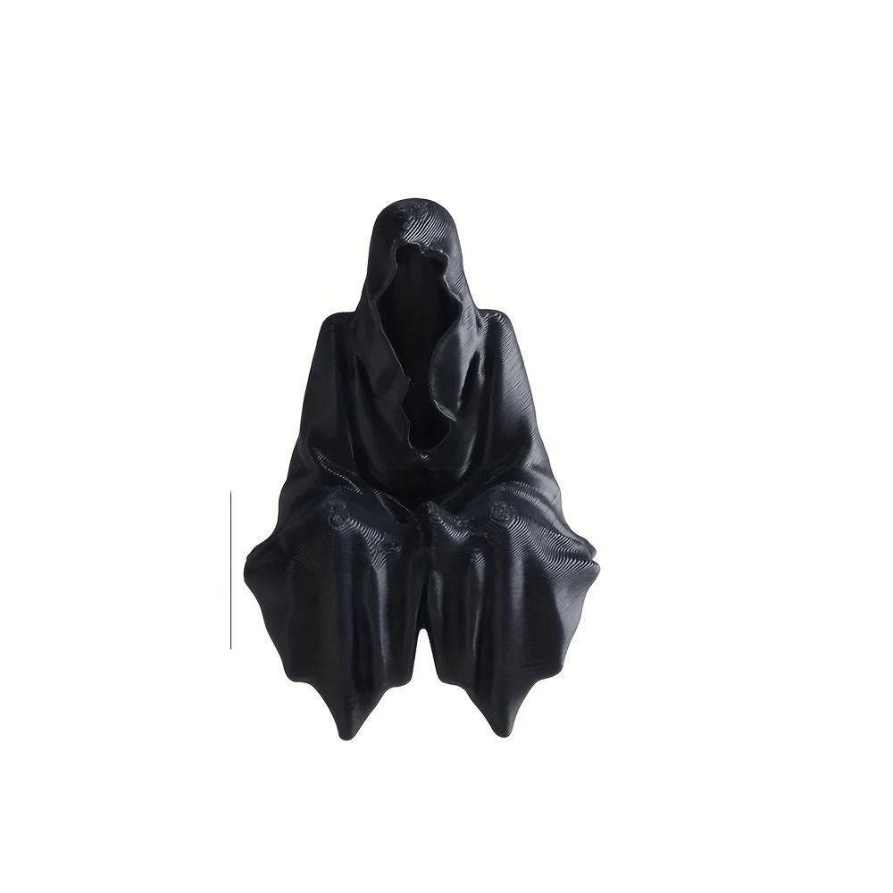 3D Printed Hooded Cloaked Gothic Statue Dark Aesthetic Desk & Shelf Figurine