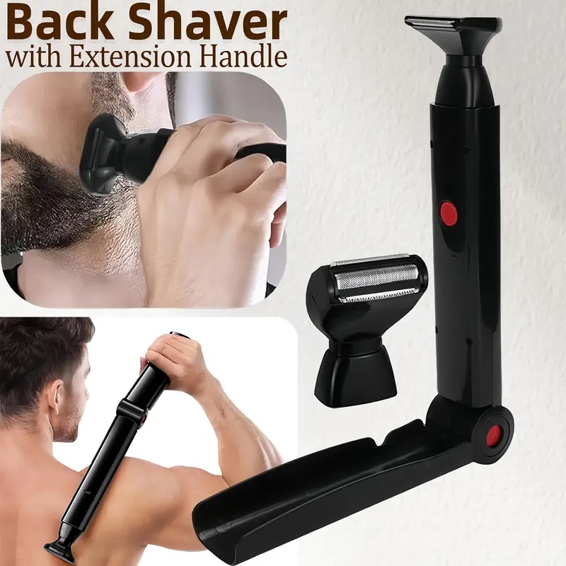 Electric Back Shaver for Men - Rechargeable, Foldable Groomer for Smooth Back Hair Removal