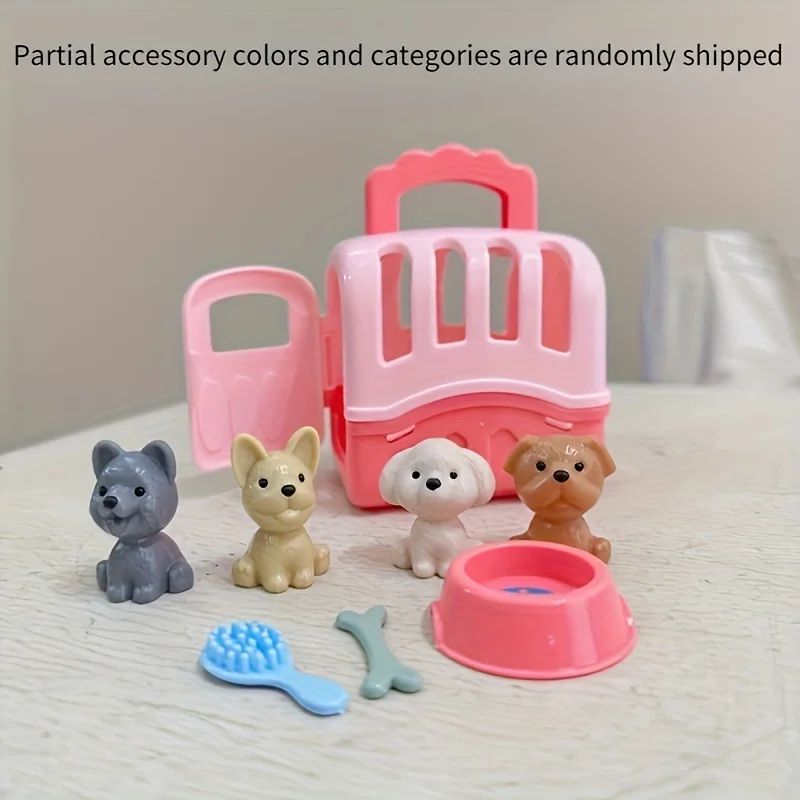 Cute Dog Doll Basket Playset