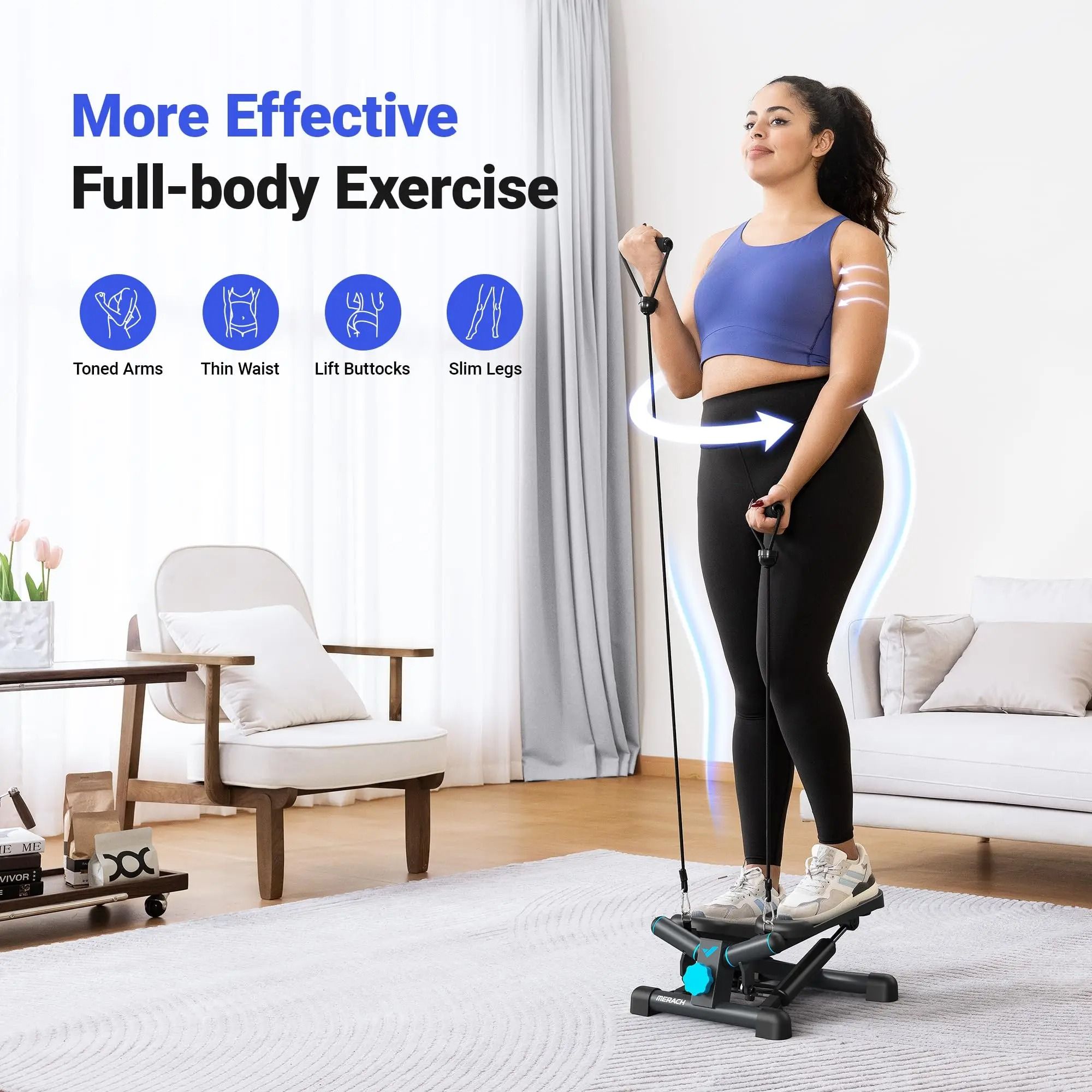 Compact Twist Stepper with Resistance Bands