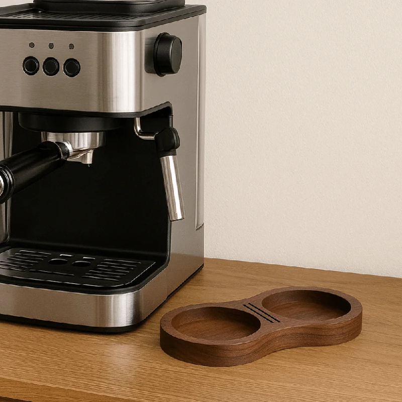 Walnut Wood Coffee Tamper Station Professional Non Slip Coffee Tamper Storage Base