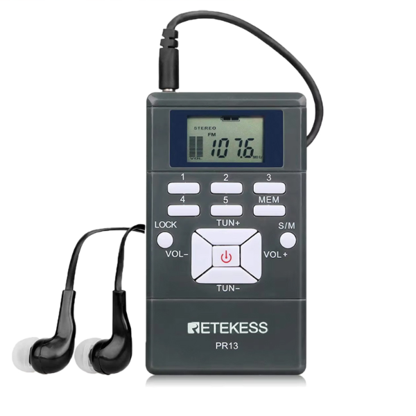 Mini FM Radio Receiver Portable Battery Powered Stereo for Hike, Jog, & Tour Guide