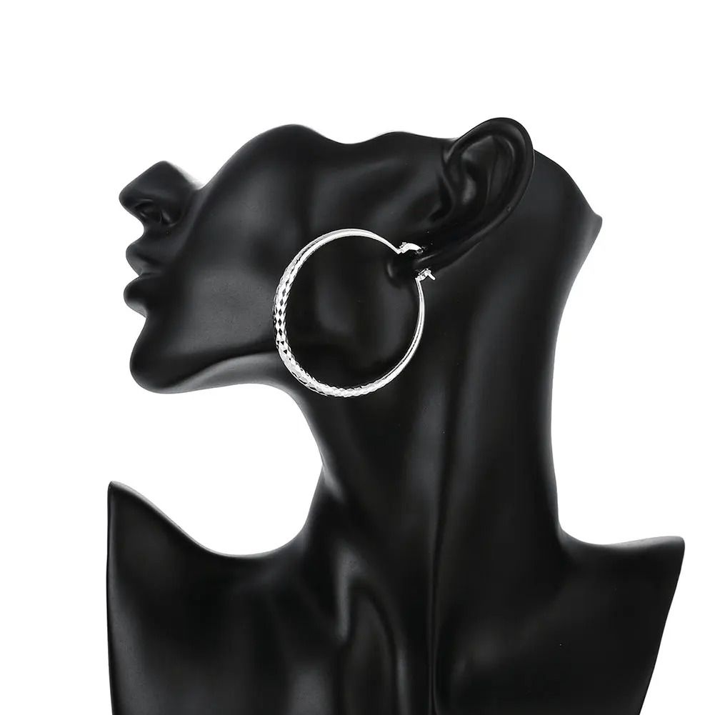 925 Sterling Silver 2 Inch Circle Hoop Earrings