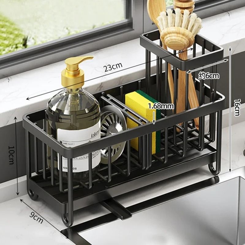 Heavy-Duty Carbon Steel Kitchen Sink Organizer & Sponge Rack