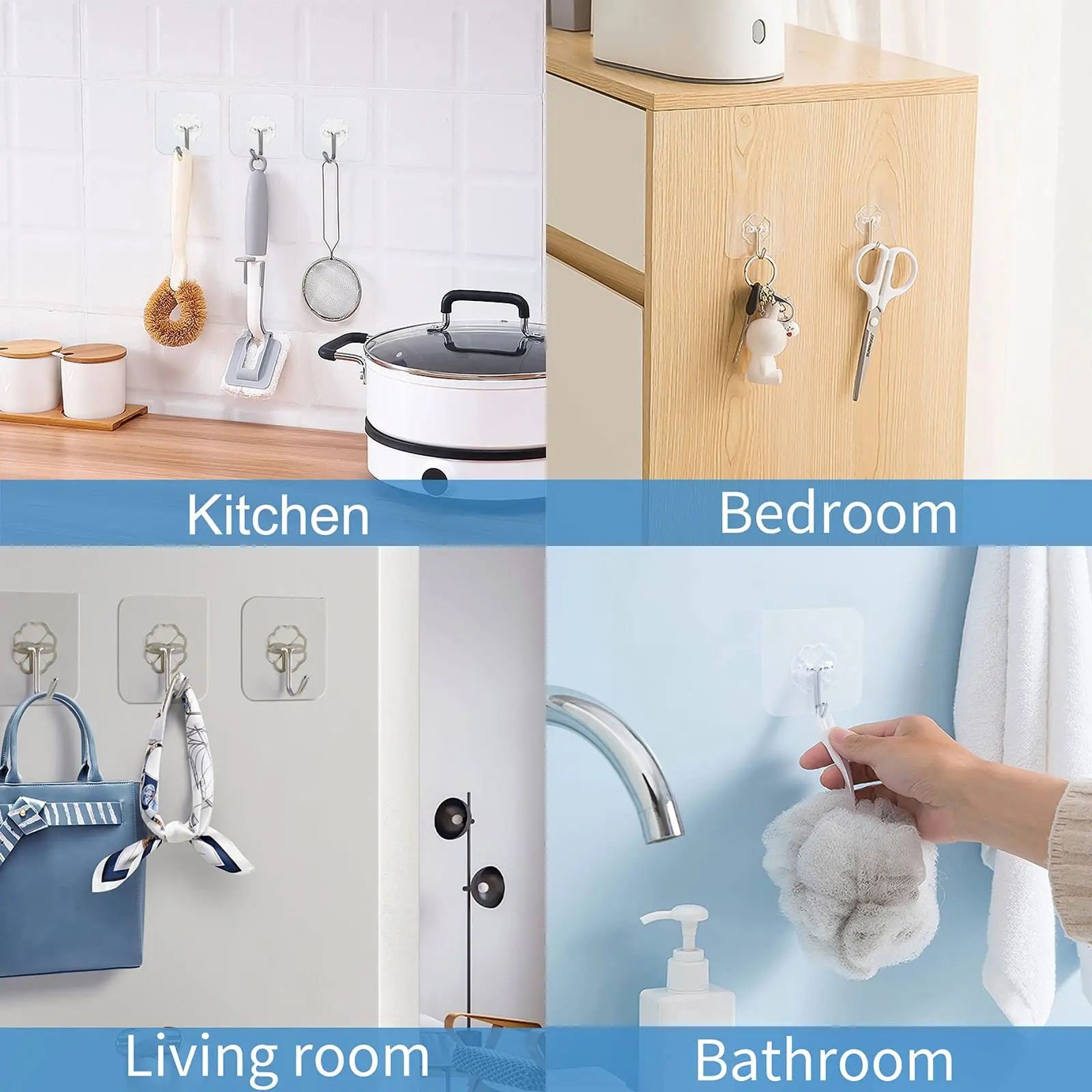 Waterproof Self Adhesive Wall Hooks Heavy Duty Sticky Hooks