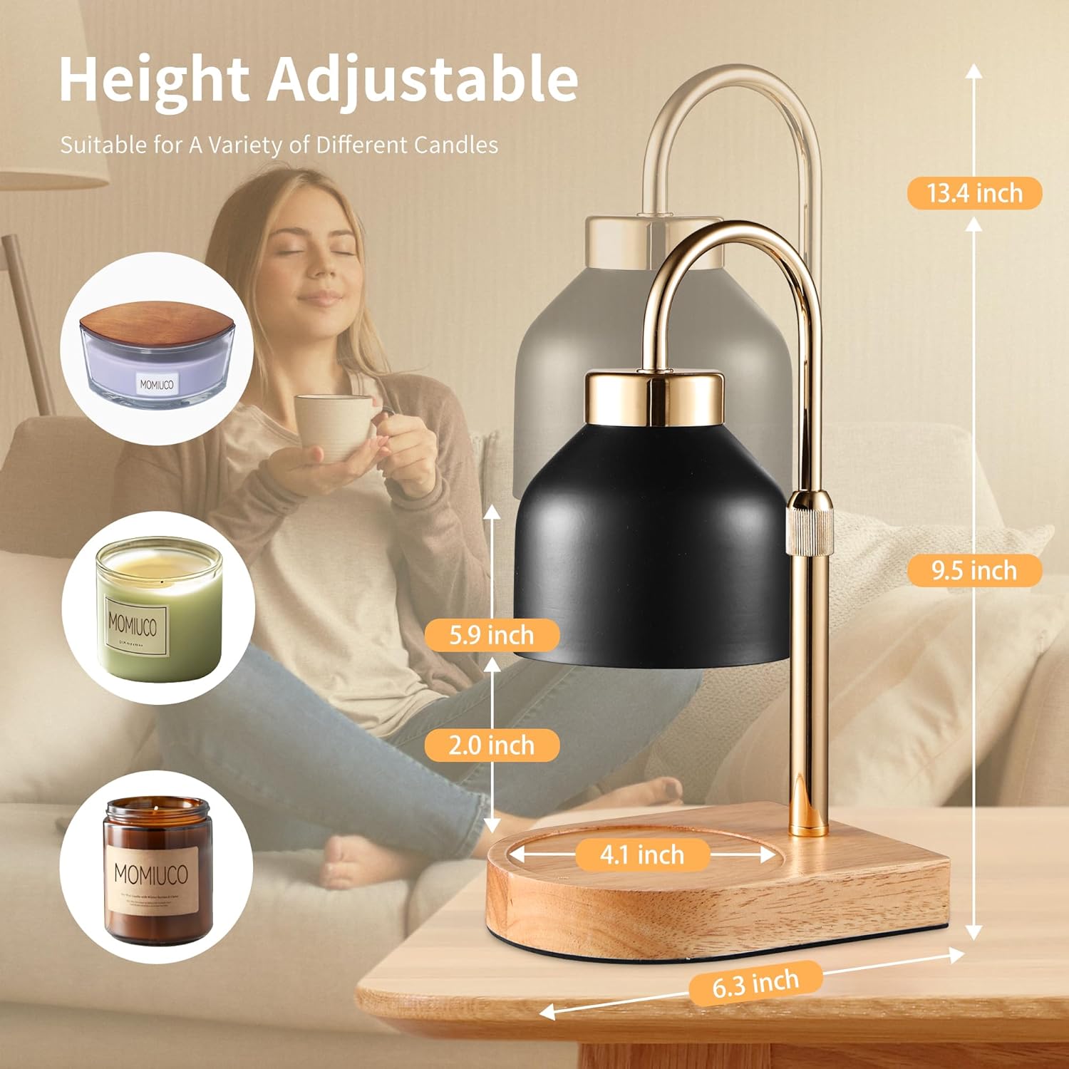 New Home Decor Gift for Women, Candle Warmer Lamp with Timer Dimmer, Adjustable Height Wax Melt Warmer