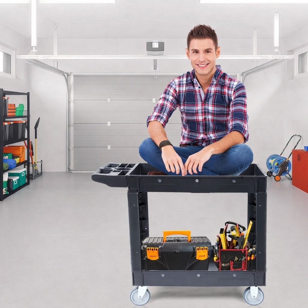 Utility Service Cart with Swivel Wheels Rolling Cart