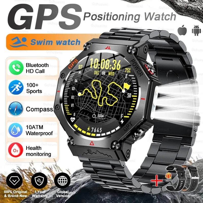 T-Rex 3 Ultra Military GPS Smartwatch with AMOLED Display, 10ATM Waterproof and Compass