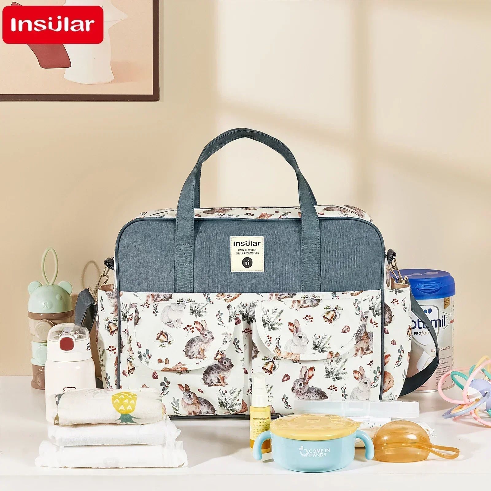 Large Capacity Waterproof Mommy Diaper Bag Messenger & Crossbody Tote