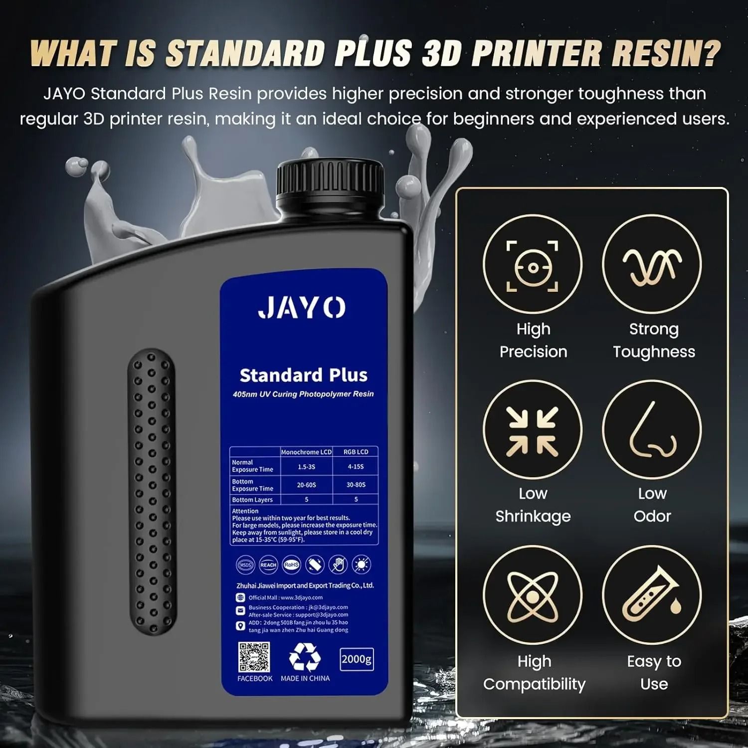 Jayo 3D Printer UV Resin 405nm Standard ABS Like and Water Wash Options