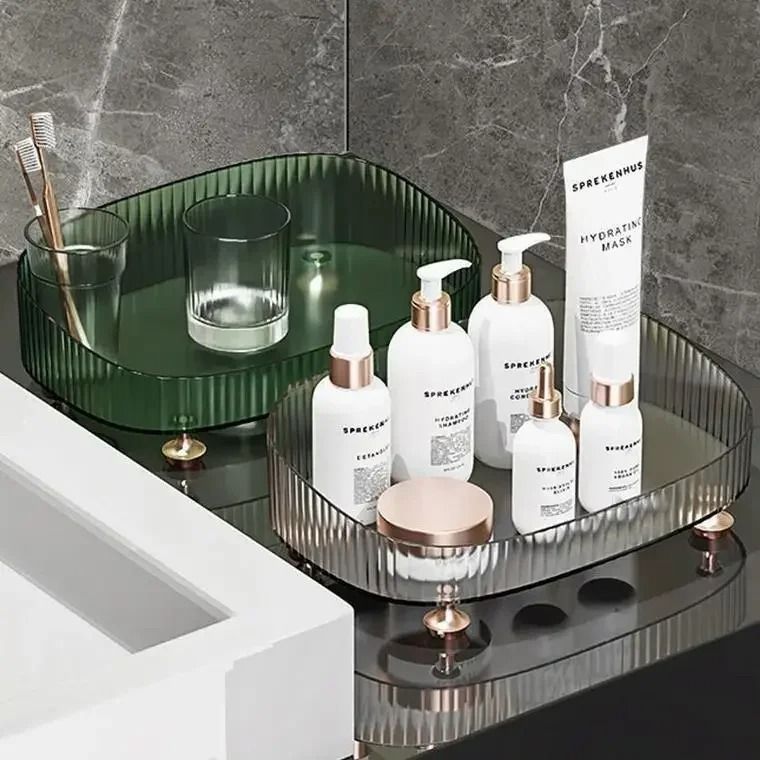 Clear Bathroom Vanity Tray Large Capacity Perfume and Skincare Organizer