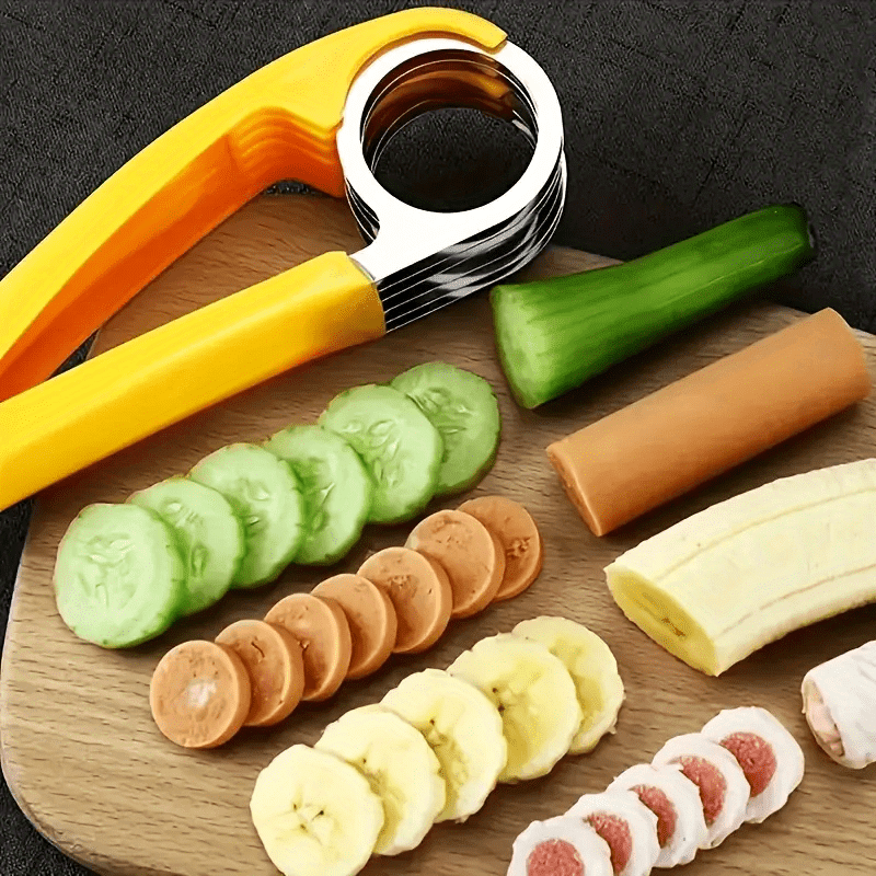 Stainless Steel Banana & Cucumber Slicer Manual Fruit Cutter Kitchen Tool