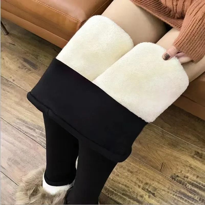 Women Winter High Waist Fleece Lined Warm Leggings Slim Fit Pants