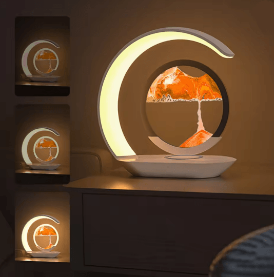 SandSilk Wireless Charging Hourglass Table Lamp – 3D Quicksand Art Desktop Light