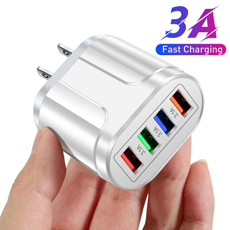 4 Port USB Wall Charger, Fast Charger QC for iPhone, Samsung, Huawei, Xiaomi, Mobile Phone Adapter