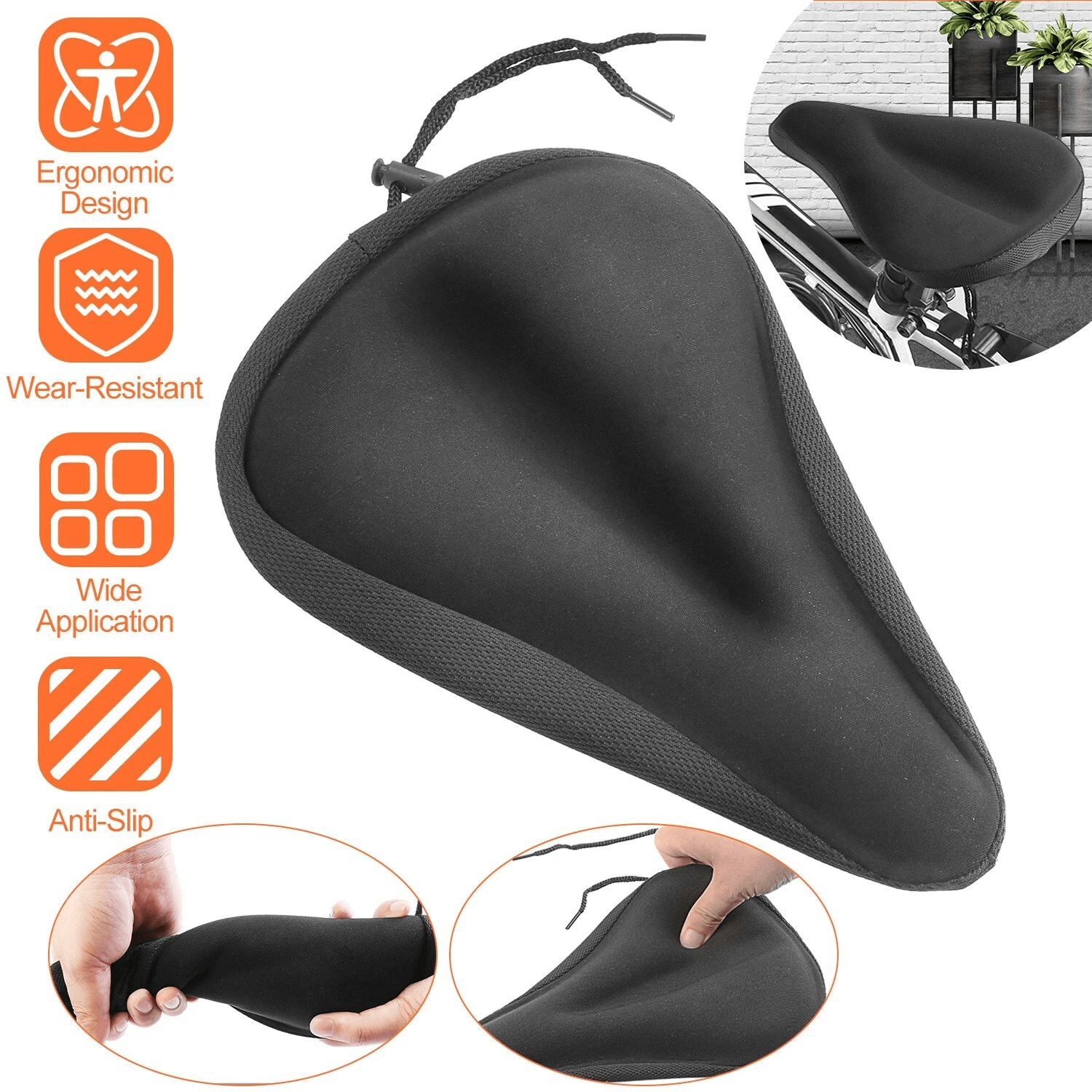 Soft Saddle Pad Cushion for Mountain Bike, Gel Silicone Seat Cover, Comfortable Bike Seat Pad