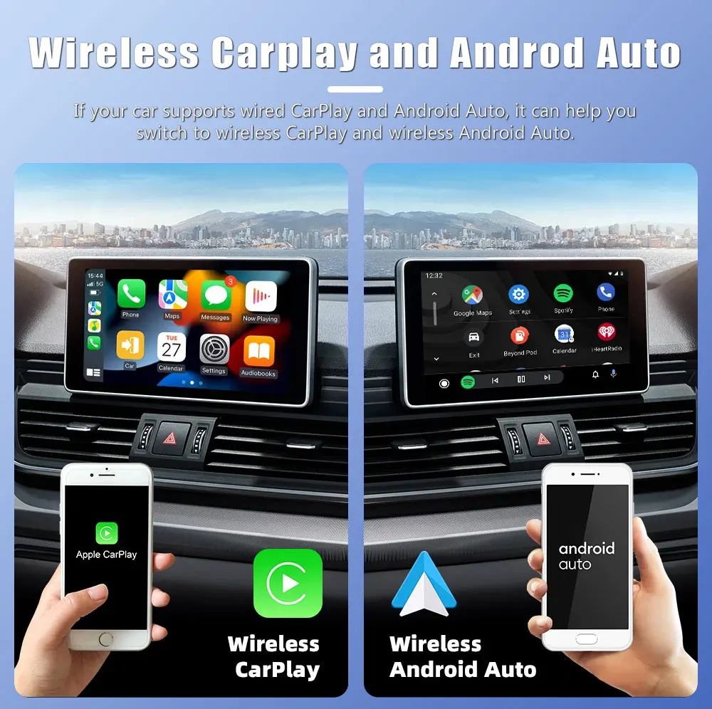 Mini Wireless CarPlay Adapter Wireless Android Auto Adapter for Audi A3/A4/A5/A6/Q5/Q7 & More