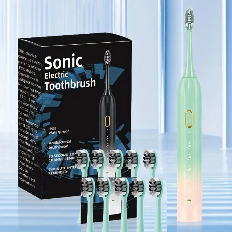 Rotary Electric Toothbrush System | Waterproof Rechargeable Cleaning Suite | Executive 10-Head Dental Sanctuary