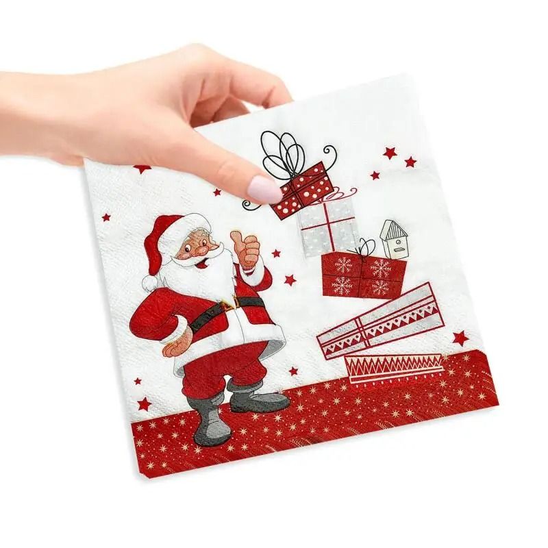 Christmas Party Napkins Santa Claus Holiday Table Decorations Disposable Dinner Napkins