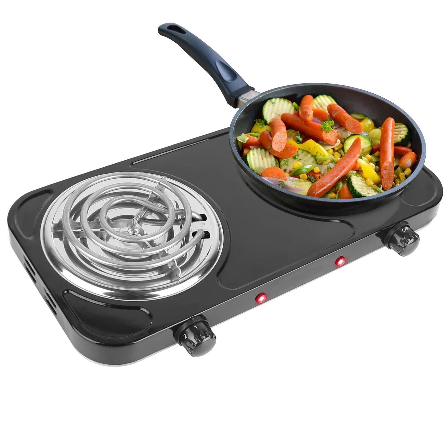 New Electric Double Burner Hot Plate Cooktop, Portable Heating Stove for Cooking, Camping