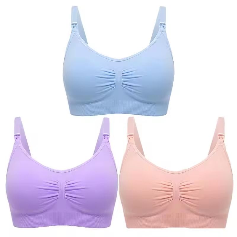 3pcs Maternity Nursing Bras Seamless Cotton Breastfeeding Underwear