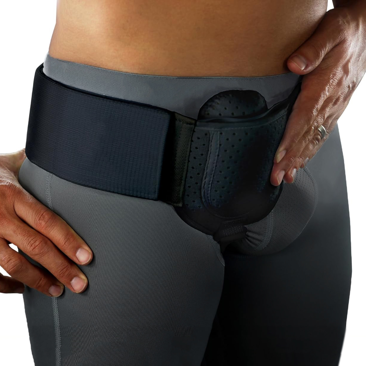Adjustable Groin Support Belt with Detachable Compression Pads for Men & Women, Pre/Post-Surgical Protection with Waist