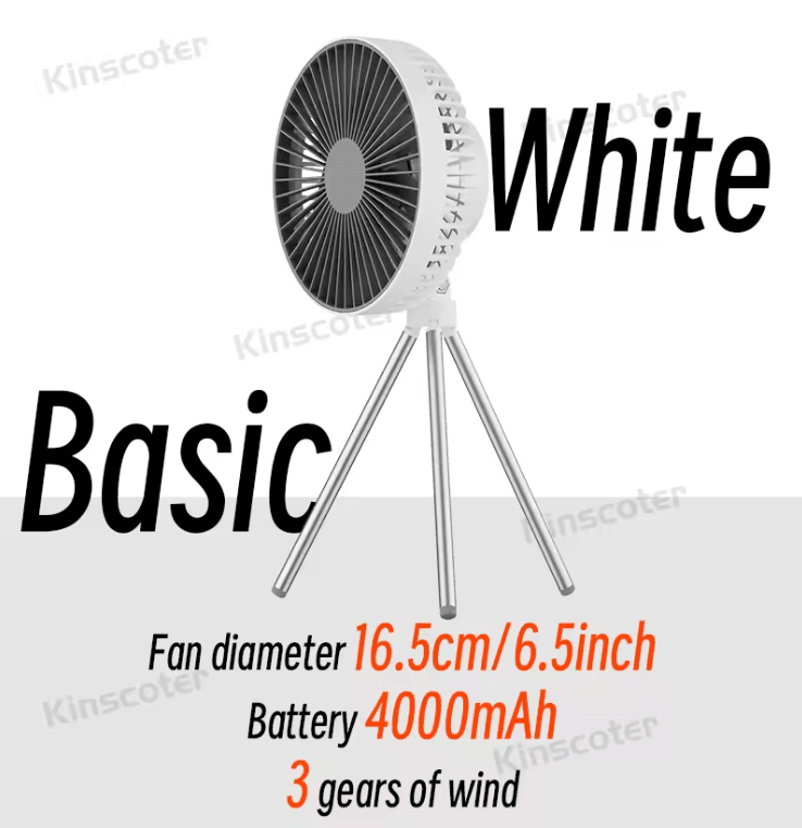 BreezeMax Rechargeable Camping Fan with Power Bank and LED Light