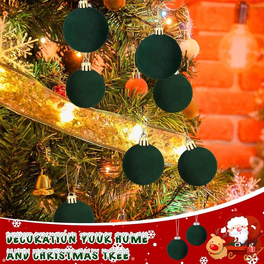 Velvet Flocked Christmas Ball Ornaments Set
