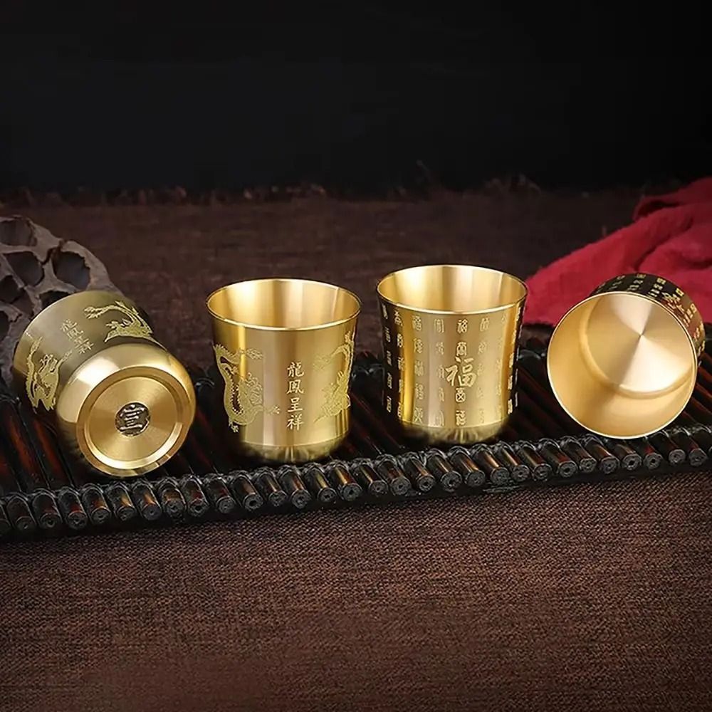 Feng Shui Wealth Brass Tea Cup Baifu Decorative Fortune Mug