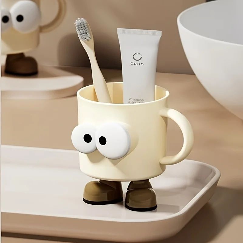 Cute Cartoon Couple Toothbrush Cup – Non-Slip Bathroom Mouthwash Tumbler
