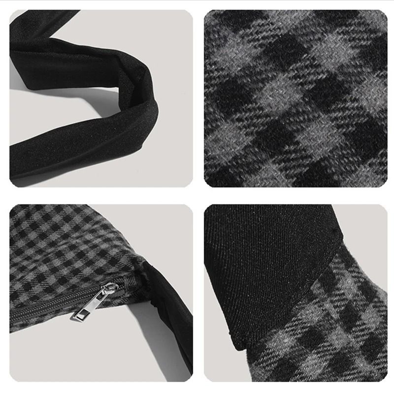 Commuting Large-Capacity Canvas and Checkered Nylon Tote Bag