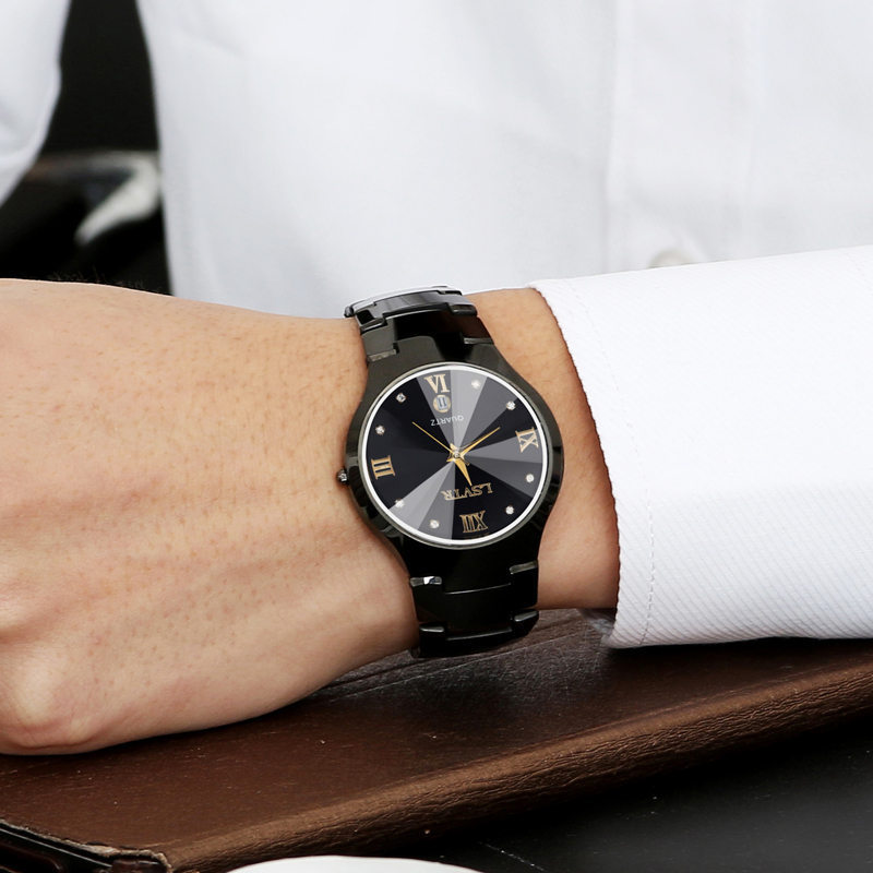 Luxury Stainless Steel Waterproof Quartz Watches, Calendar Date Lovers Couple Watch