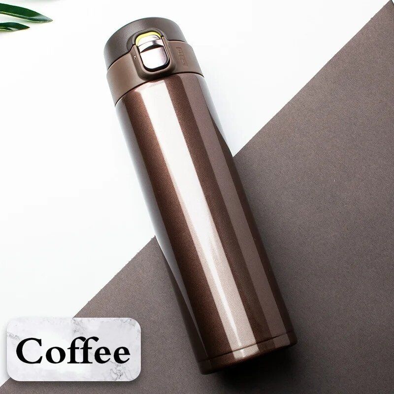 Stainless Steel Thermos Bottle with Bouncing Cover Insulated Travel Water Bottle for Gifts, Business & Daily Use