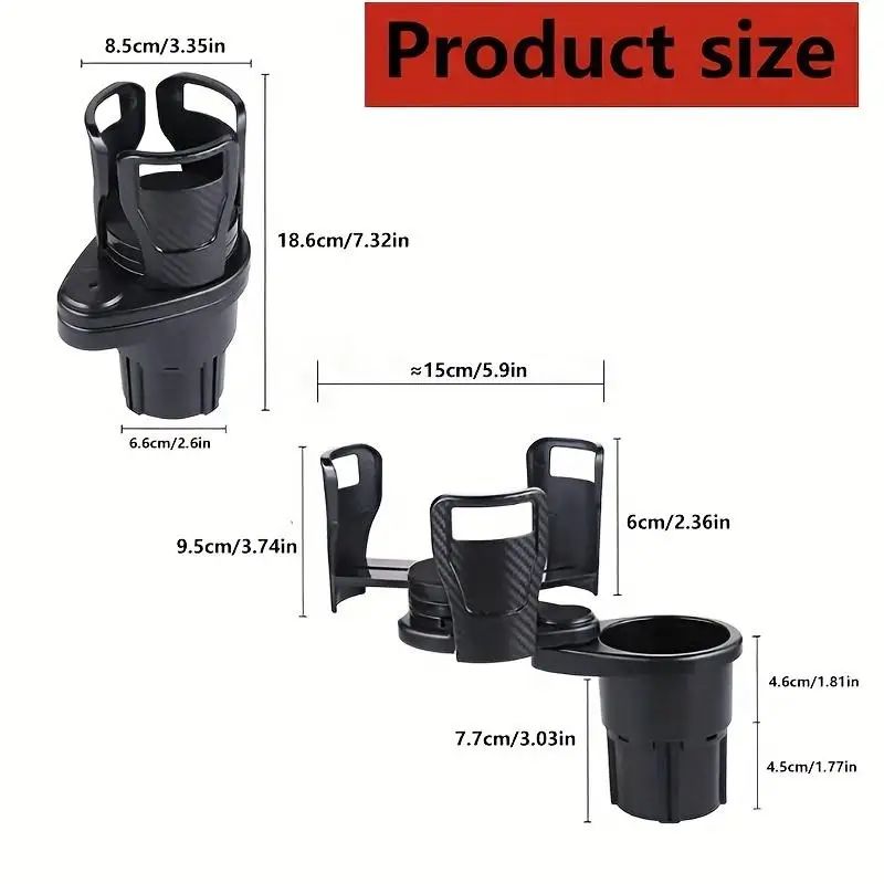 DriveMax Car Cup Holder Expander – Dual Cup Holder with Phone & Organizer Tray