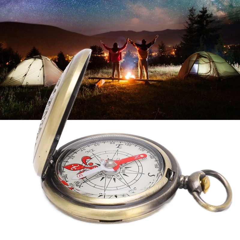 Portable Brass Gold Marine Compass  Waterproof Navigation Tool for Camping & Hiking Adventures