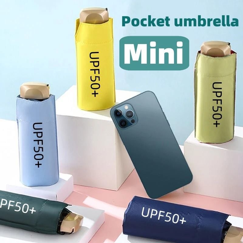 Mini Pocket Umbrella UV Protection Compact Folding Sun and Rain Parasol