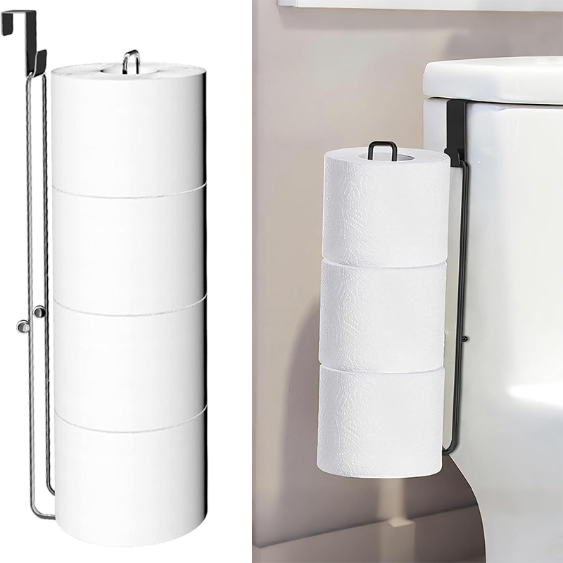Wall Mounted Toilet Paper Holder with Storage Shelf Self Adhesive Bathroom Organizer