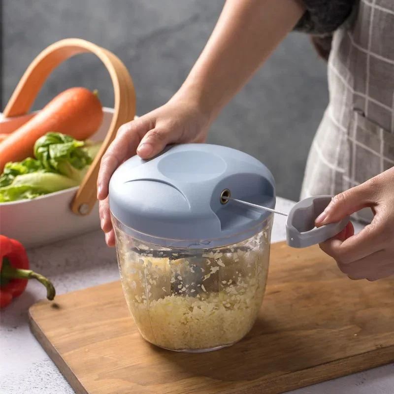 SmartSpin Manual Food Chopper & Garlic Crusher (500/900ML Capacity)