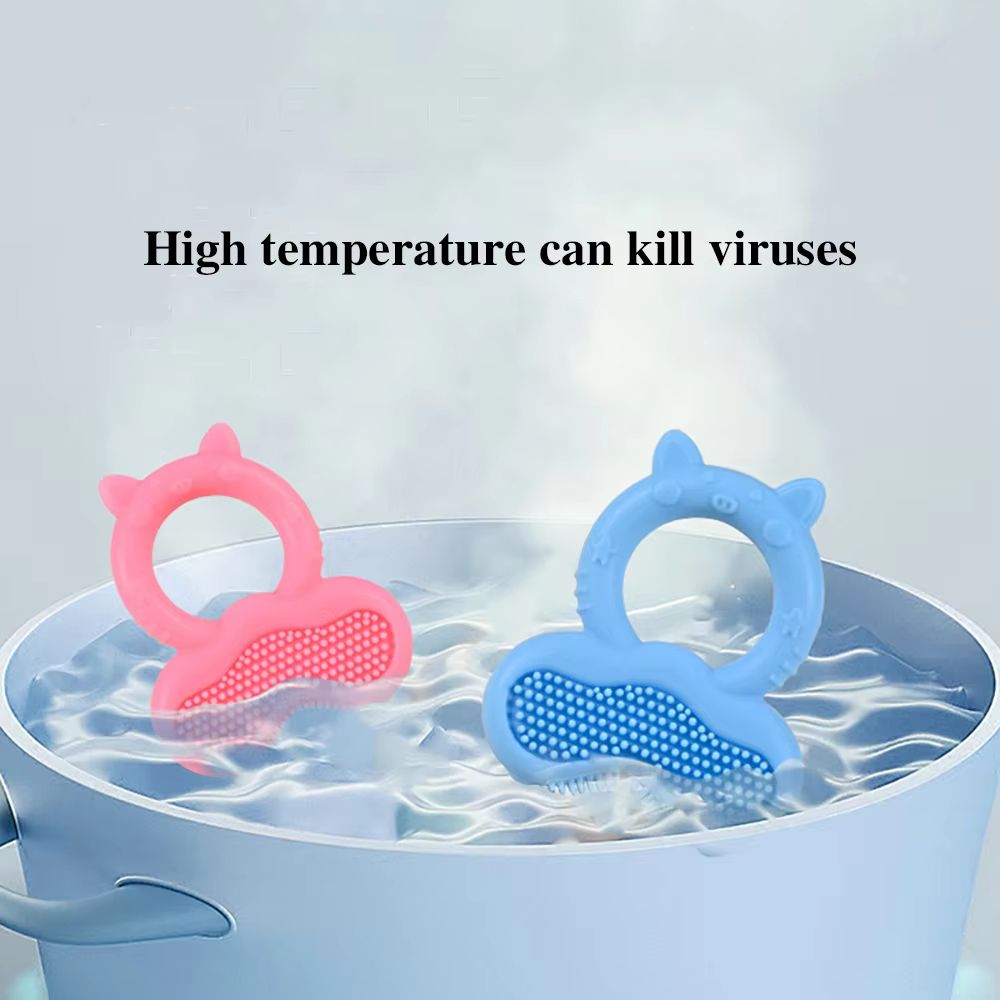 Silicone Baby Teether Ring Cute Animal Shape Soothing Chew Toy