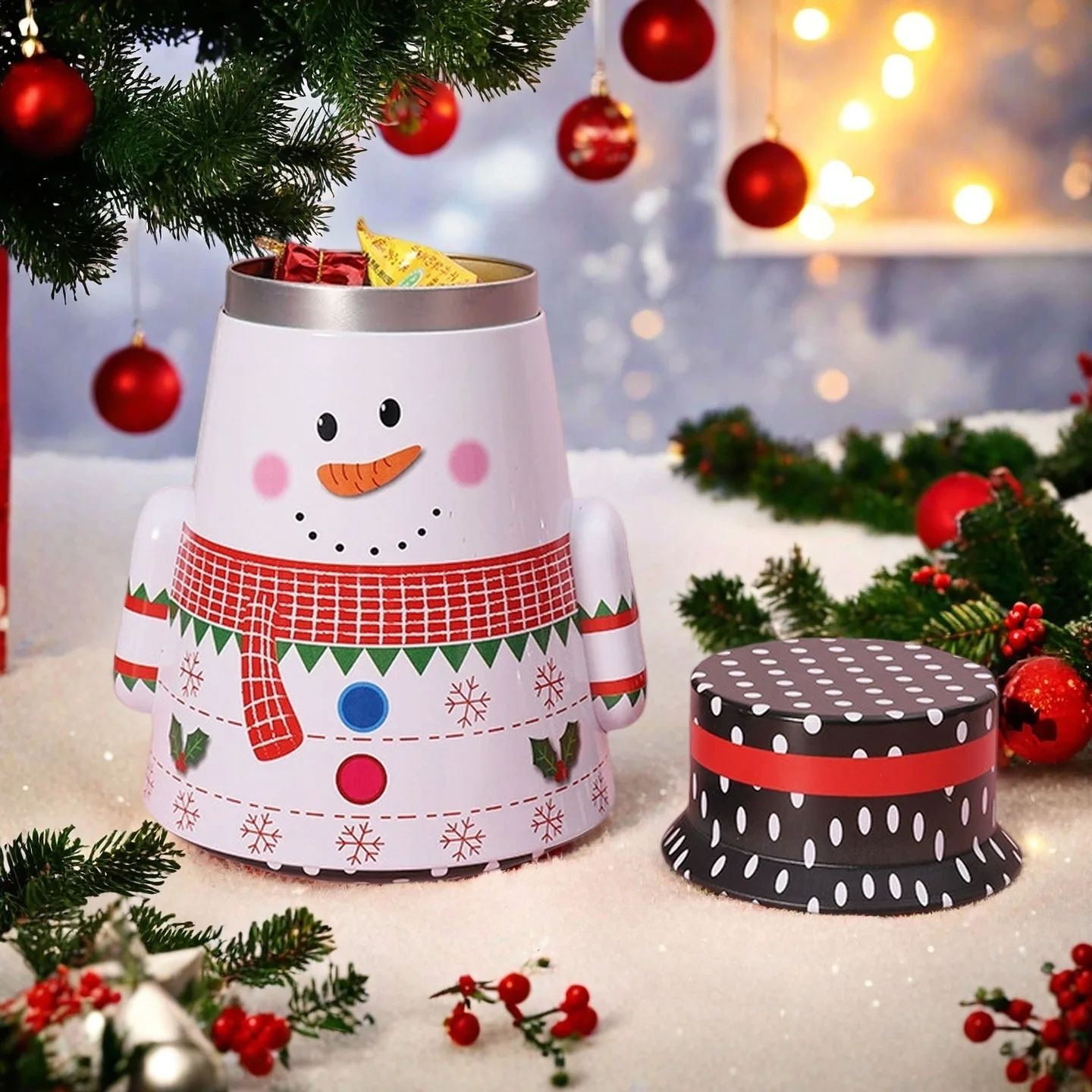 Christmas Cookie Tins with Lids Holiday Gift Storage Containers Set