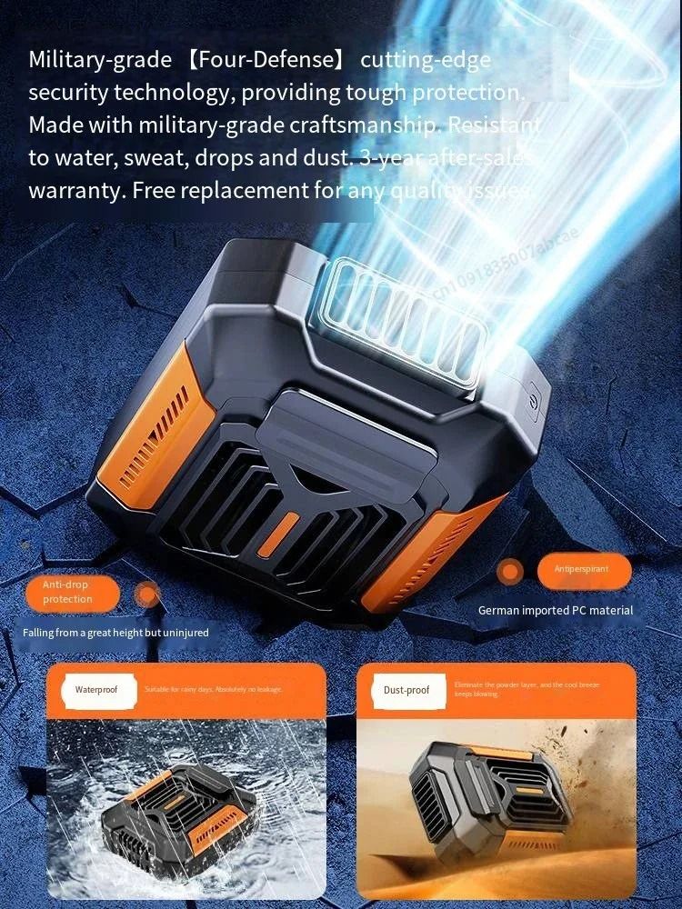 3-in-1 Portable Belt Clip Fan – Wearable Power Bank & Flashlight