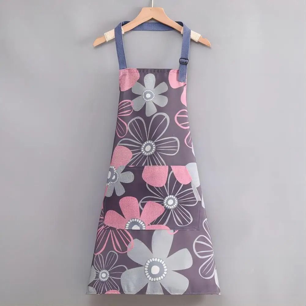 Cartoon Sunflower Kitchen Apron Adjustable Strap Sleeveless Cooking Apron With Pocket