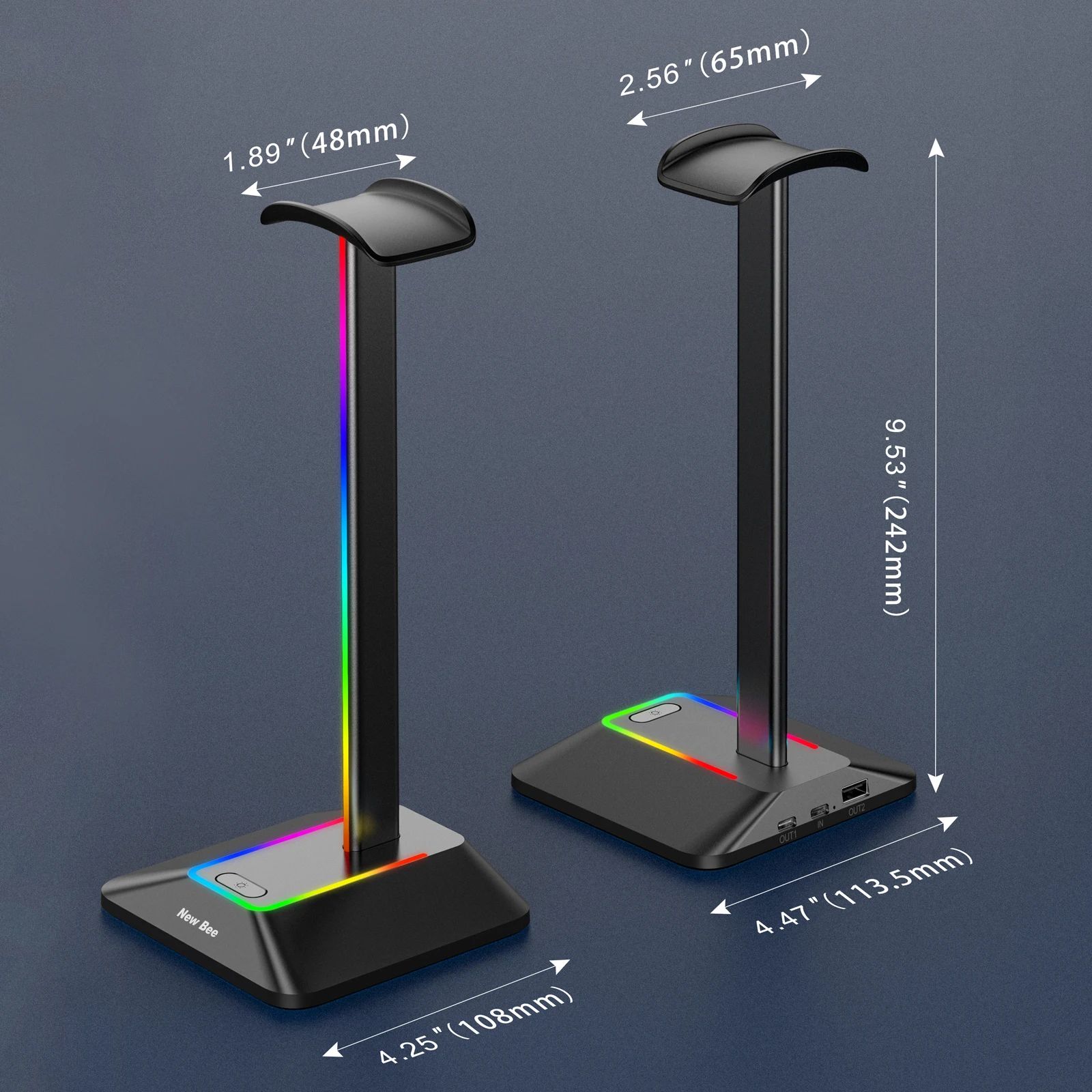 RGB Gaming Headphone Stand with USB